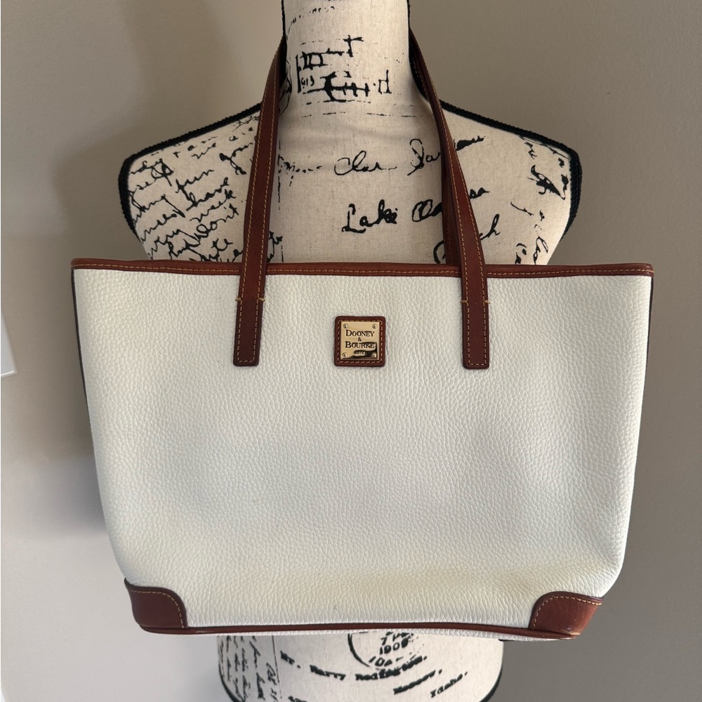 Dooney & Bourke White and Brown Tote Bag
